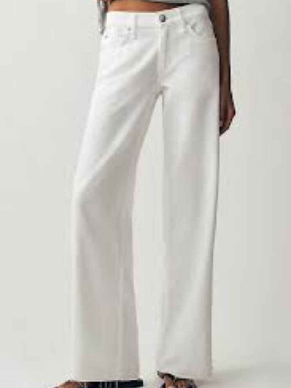 rag & bone NY  Saige Low-Rise Wide Leg Jeans, White  Women Size 30  NEW